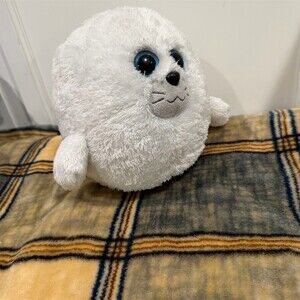 Ty Beanie Ballz Seymour White Seal Plush Stuffed Animal Toy Small